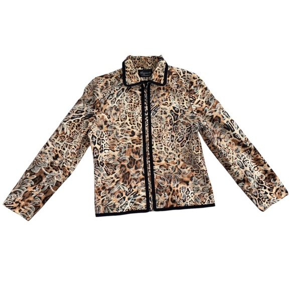 Vintage Giancarlo Ferrari Jungle Print Blazer Zip Up Jacket size 6 - Picture 3 of 16